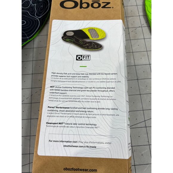 Oboz Men's O Fit Insole Plus II All Purpose Insole Men’s 8.5-9.5 Women’s 10-11 - Picture 4 of 7